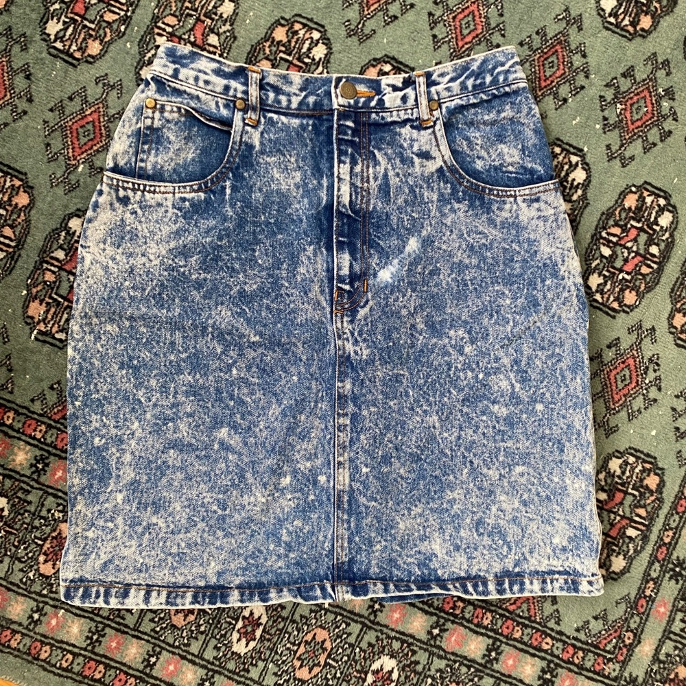 ADA Paris vintage denim high waisted acid wash skirt